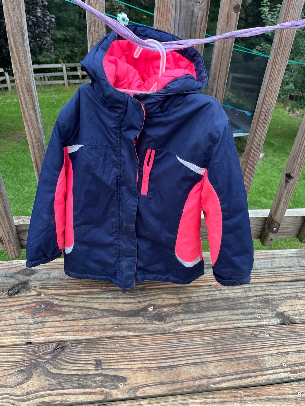 Kids Navy and Pink Hooded Winter Jacket